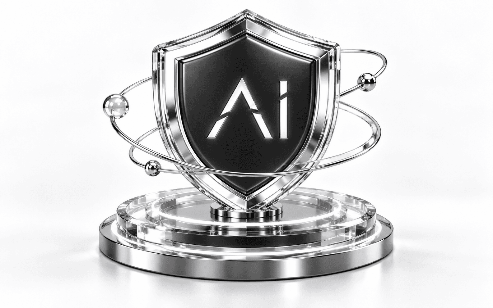 An illuminated AI shield representing data protection